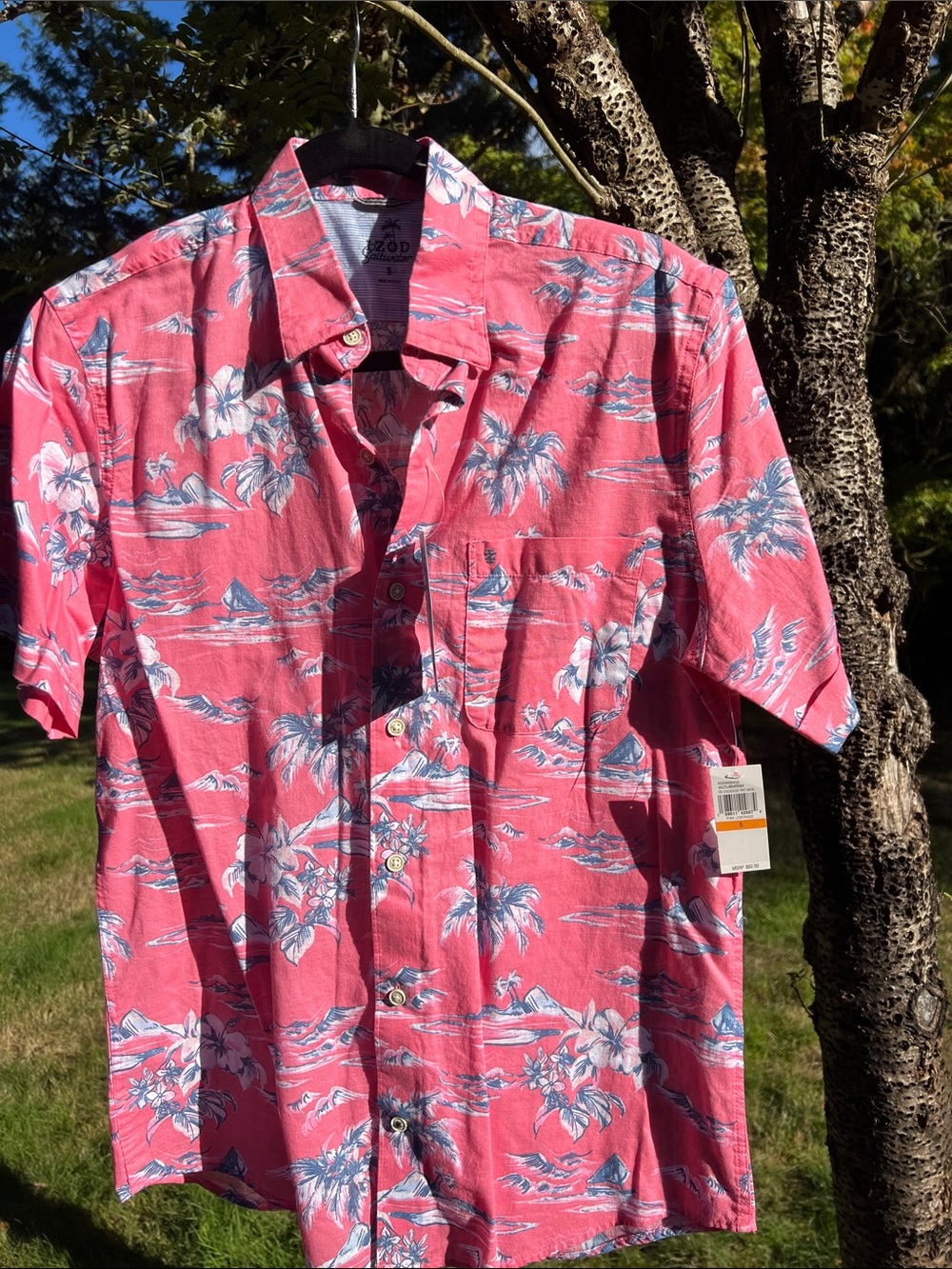 Izod Pink Hawaiian Floral Button-Down Shirt
